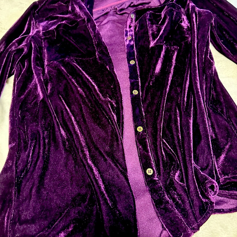 Purple velour button up